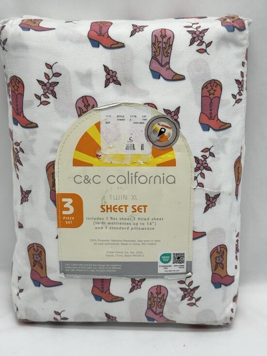 C&C California Other - C & C California Sheet Set 3-pc Twin Size Cowgirl Cowboy Boots Western Rodeo NWT